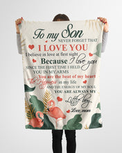 Load image into Gallery viewer, Flamingo You Are The Beat Of My Heart Mom Gift For Son Fleece Blanket
