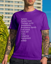 Load image into Gallery viewer, Splints Button Hook Therapy Putty Goniometer Resistance Bands Guys Tee
