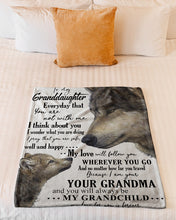 Load image into Gallery viewer, Grandma Gift For Granddaughter Wolf I Think About You Fleece Blanket
