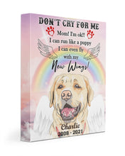 Load image into Gallery viewer, Custom Name Gift For Dog Lovers Golden Retriever Don't Cry For Me Matte Canvas

