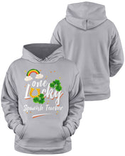 Load image into Gallery viewer, Rainbow And Cloud Horseshoe One Lucky Spanish Teacher St Patrick's Day Gift Hoodie
