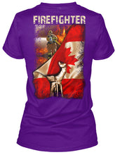 Load image into Gallery viewer, Firefighter Behind Canada Flag Gift For Firefighter Ladies V-Neck

