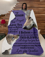 Load image into Gallery viewer, Wolf Grandma Gift For Grandson Believe In Yourself Sherpa Blanket
