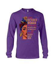 Load image into Gallery viewer, Im An October Woman I Have Three Sides Birthday Gift Unisex Long Sleeve
