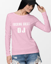 Load image into Gallery viewer, Fucking Great DJ Black And White Printed Mug Unisex Long Sleeve
