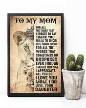 Load image into Gallery viewer, Lion Daughter Gift For Mom For All The Words That Go Unspoken Vertical Poster
