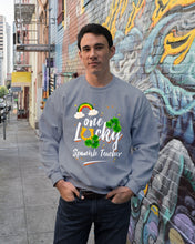 Load image into Gallery viewer, Rainbow And Cloud Horseshoe One Lucky Spanish Teacher St Patrick's Day Gift Sweatshirt

