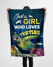 Load image into Gallery viewer, Underwater World Gift For Women Just A Girl Who Loves Turtles Fleece Blanket
