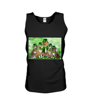 Load image into Gallery viewer, Staffordshire Leprechaun St Patrick's Day Gift For Dog Lovers Unisex Tank Top
