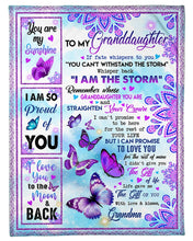 Load image into Gallery viewer, Purple Mandala I Am The Storm Grandma Gift For Granddaughter Fleece Blanket
