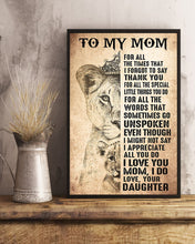Load image into Gallery viewer, Lion Daughter Gift For Mom For All The Words That Go Unspoken Vertical Poster
