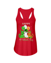 Load image into Gallery viewer, Lovely Cat And Balloons Happy St Patrick's Day Gift For Cat Lovers Ladies Flowy Tank
