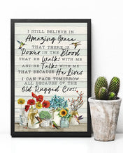 Load image into Gallery viewer, Hummingbird I Can Face Tomorrow All Because Of The Old Rugged Cross Vertical Poster
