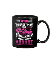 Load image into Gallery viewer, Never Underestimate Old Lady Born In August Birthday Gift Mug
