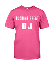 Load image into Gallery viewer, Fucking Great DJ Black And White Printed Mug Guys Tee

