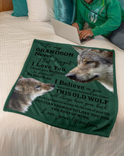 Load image into Gallery viewer, Wolf Grandma Gift For Grandson Believe In Yourself Fleece Blanket
