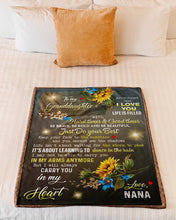 Load image into Gallery viewer, Nana Gift For Granddaughter Carry You In My Heart Sunflower Fleece Blanket
