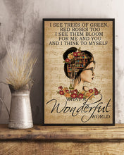 Load image into Gallery viewer, Floral Music Sheet What A Wonderful World Reading Vertical Poster

