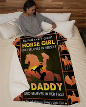 Load image into Gallery viewer, Dad Gift For Daughter Behind Every Great Horse Girl Who Believes In Herself Sherpa Blanket
