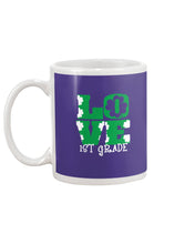Load image into Gallery viewer, 1st Grade Love White Clover St Patrick's Day Gift For Teacher Mug
