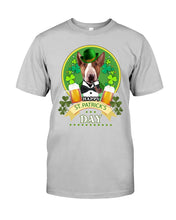 Load image into Gallery viewer, Bull Terrier With Beer Celebrate St Patrick's Day Gift For Dog Lovers Guys Tee
