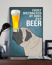 Load image into Gallery viewer, Easily Distracted By English Mastiff Dogs And Beer Gift For Dog Lovers Vertical Poster
