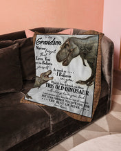 Load image into Gallery viewer, Nana Gift For Grandson T Rex The Rest Of Mine Brown Border Fleece Blanket
