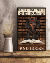 Load image into Gallery viewer, Easily Distracted By Dachshunds Dogs And Books Gift For Dog Lovers Vertical Poster
