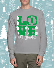 Load image into Gallery viewer, 1st Grade Love White Clover St Patrick's Day Gift For Teacher Unisex Long Sleeve
