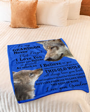 Load image into Gallery viewer, Wolf Grandma Gift For Grandson Believe In Yourself Fleece Blanket
