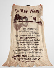 Load image into Gallery viewer, Custom Name Gift For Wife Lake Reflection You Complete Me Fleece Blanket
