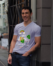 Load image into Gallery viewer, Rainbow And Cloud Horseshoe One Lucky Spanish Teacher St Patrick's Day Gift Guys V-Neck
