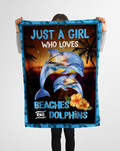 Load image into Gallery viewer, Just A Girl Who Loves Beaches And Dolphins Fleece Blanket
