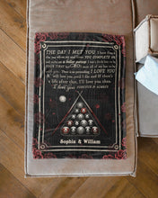 Load image into Gallery viewer, Custom Name Gift For Lovers Billiard The Day I Met You Fleece Blanket
