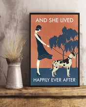 Load image into Gallery viewer, Vintage Girl She Lived Happily Great Dane Gift For Dog Lovers Vertical Poster
