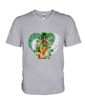 Load image into Gallery viewer, German Shepherd Green And White Clover Design St Patrick's Day Gift For Dog Lovers Guys V-Neck
