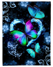 Load image into Gallery viewer, I Love Butterflies Blue Hibiscus Gift For Girls Fleece Blanket
