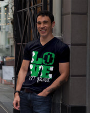 Load image into Gallery viewer, 1st Grade Love White Clover St Patrick's Day Gift For Teacher Guys V-Neck
