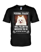 Load image into Gallery viewer, White Pomeranian Will Follow You St. Patrick's Day Printed Mug Guys V-Neck
