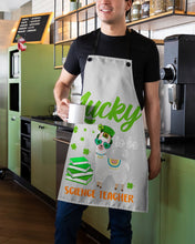 Load image into Gallery viewer, Llama Lucky To Be A Science Teacher Green Books St Patrick's Day Gift Apron
