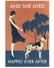 Load image into Gallery viewer, Vintage Girl She Lived Happily Great Dane Gift For Dog Lovers Vertical Poster
