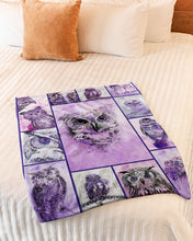 Load image into Gallery viewer, Unique Purple Owl On Winter Day Fleece Blanket
