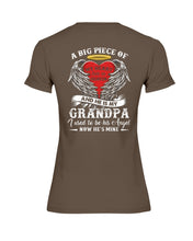Load image into Gallery viewer, Gift For Grandpa A Big Piece Of My Heart Lives Ladies Tee

