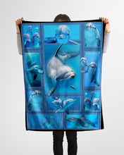 Load image into Gallery viewer, Blue Dolphin Under The Ocean Gift For Dolphin Lovers Fleece Blanket
