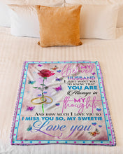 Load image into Gallery viewer, Red Rose Always In My Thoughts Gift For Husband Fleece Blanket
