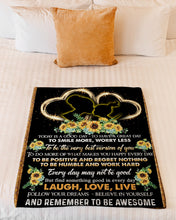 Load image into Gallery viewer, Grandma Gift For Granddaughter Sunflower Smile More Fleece Blanket
