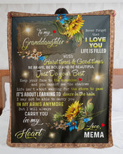 Load image into Gallery viewer, Mema Gift For Granddaughter Carry You In My Heart Sunflower Sherpa Blanket
