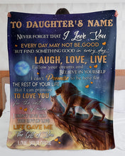 Load image into Gallery viewer, Lion On The Brink Of Mountain Laugh Love Live Custom Name Gift For Daughter Sherpa Blanket
