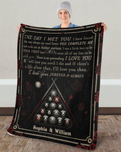 Load image into Gallery viewer, Custom Name Gift For Lovers Billiard The Day I Met You Sherpa Blanket
