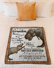 Load image into Gallery viewer, Nana Gift For Grandson T Rex The Rest Of Mine Brown Border Fleece Blanket
